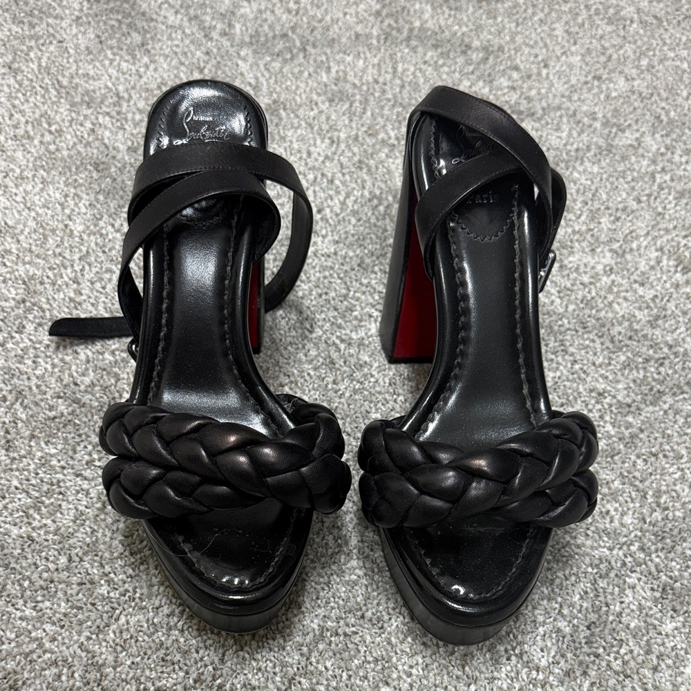 Christian Louboutin Black Braided Heels